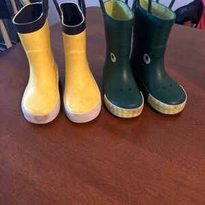 Kids Yellow and Green Rain Boots